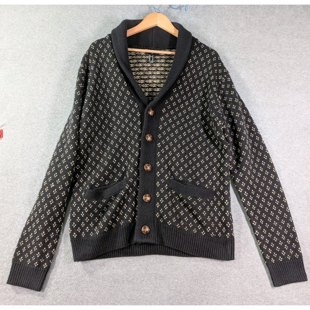 Forever 21 Men's M Oversized Shawl Cardigan‎ Sweater Dark Academia Beige Pattern